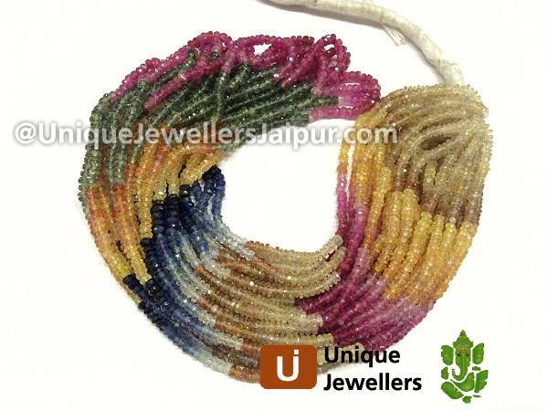 Multi Sapphire Faceted Roundelle Beads