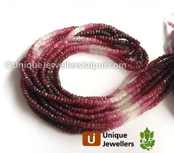 Pink Sapphire Shaded Faceted Roundelle Beads