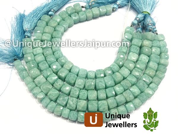 Amazonite Faceted Cube Beads