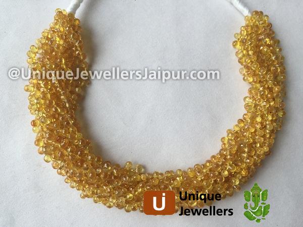 Yellow Songea Sapphire Faceted Drop Beads