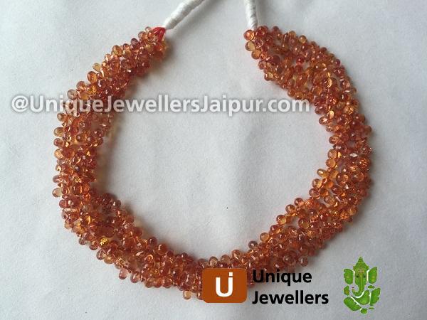 Red Songea Sapphire Faceted Drop Beads