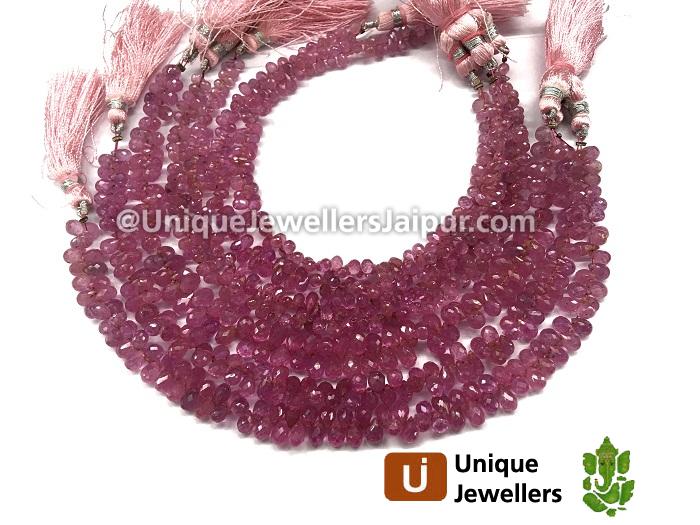 Pink Sapphire Faceted Drop Beads