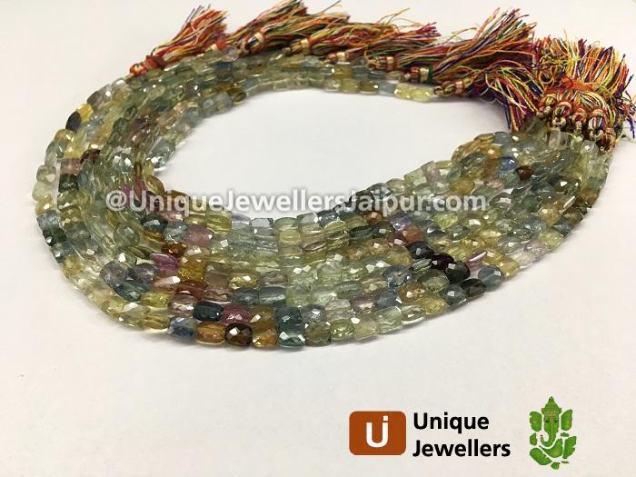 Multi Sapphire Faceted Chicklet Beads