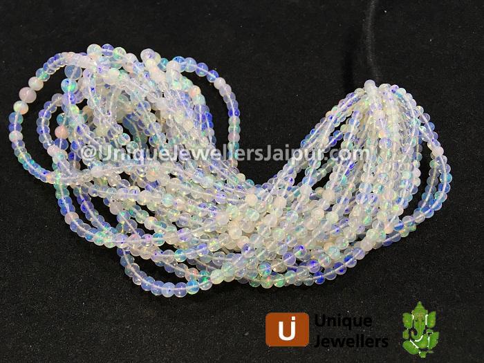 White Ethiopian Opal Smooth Round Beads