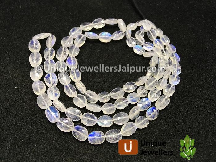 White Rainbow Faceted Oval Beads