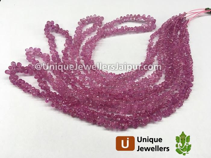 Natural Pink Sapphire Faceted Drop Beads