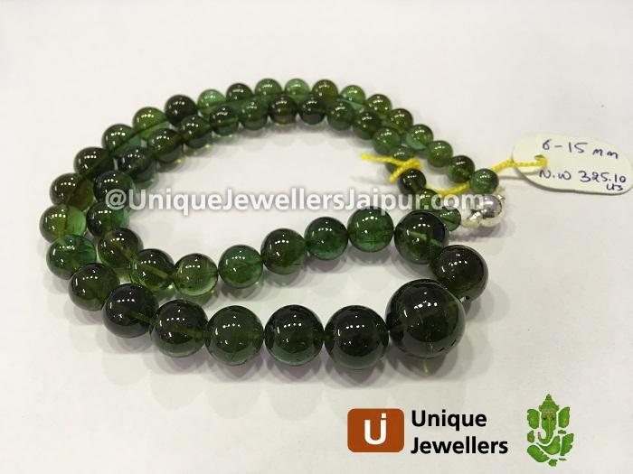 Green Tourmaline Far Smooth Round Beads