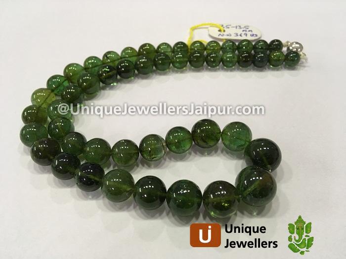 Green Tourmaline Far Plain Round Beads