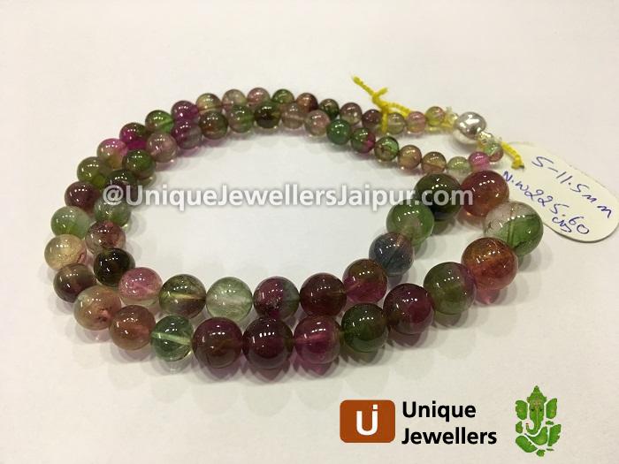 Bi Colour Tourmaline Far Smooth Round Beads