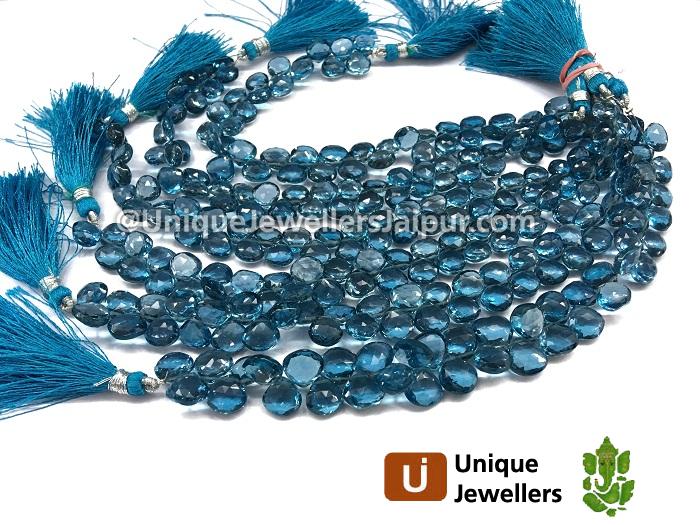 London Blue Topaz Far Faceted Heart Beads