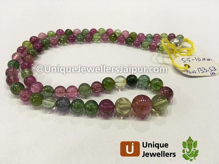 Tourmaline Plain Round Beads