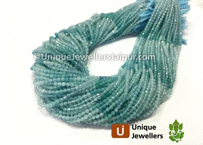 Multi Aquamarine Micro Cut Roundelle Beads