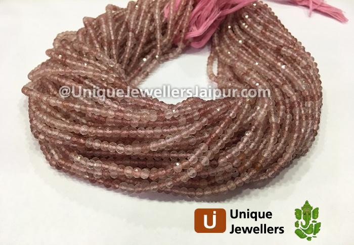 Strawberry Quartz Micro Cut Roundelle Beads