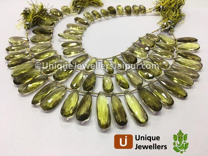 Bi Lemon Quartz Faceted Long Pear Beads