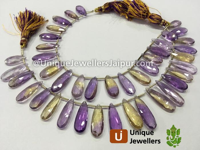 Ametrine Faceted Long Pear Beads