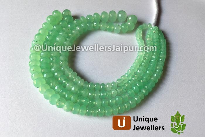 Basil Green Chrysoprase Far Faceted Roundelle Beads