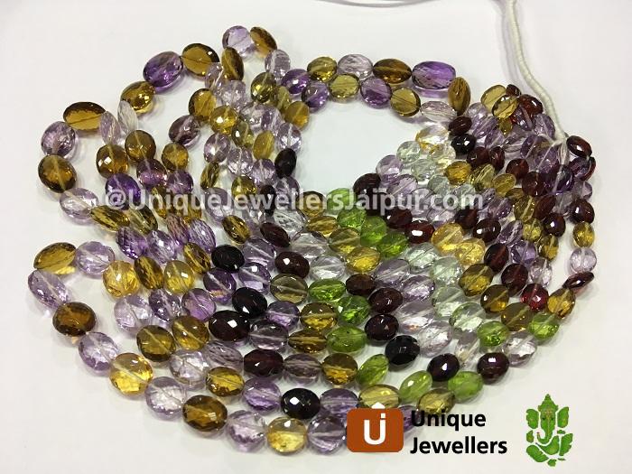 Multi Stone Faceted Oval Nugget Beads