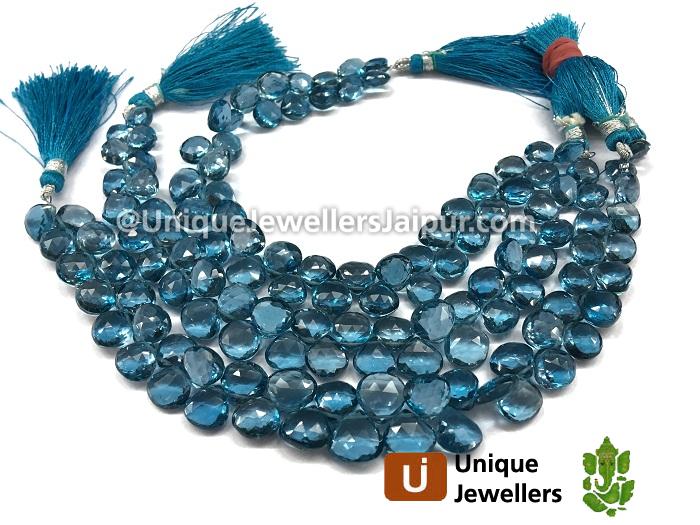 London Blue Topaz Far Faceted Heart Beads