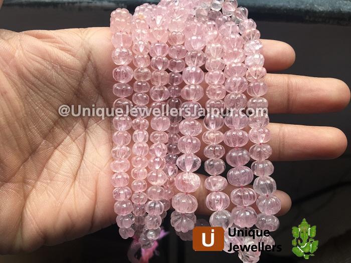 Pink Morganite Carved Pumpkin Beads