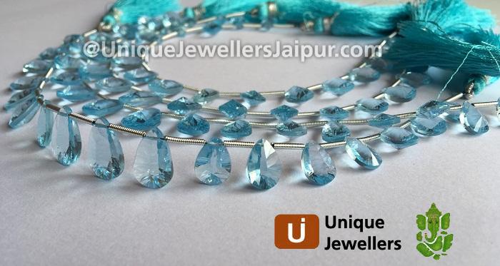 Sky Blue Topaz Double Concave Cut Pear Beads