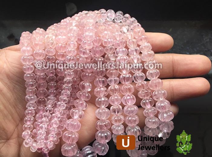 Pink Morganite Carved Pumpkin Beads