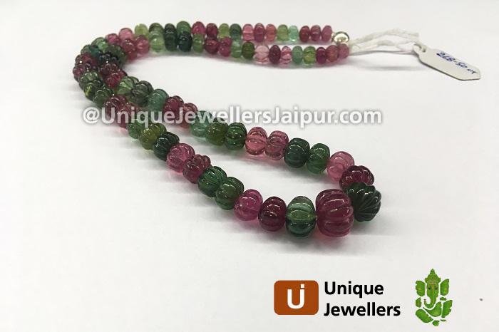 Tourmaline Carved Pumpkin Beads