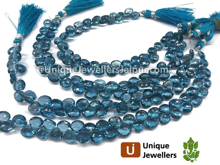 London Blue Topaz Faceted Heart Beads