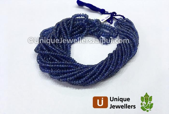 Natural Burmese Blue Sapphire Smooth Roundelle Beads