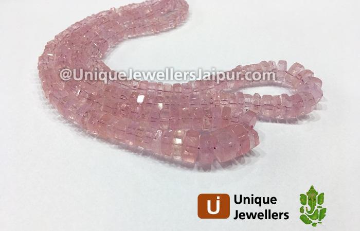 Pink Morganite Step Cut Roundelle Beads