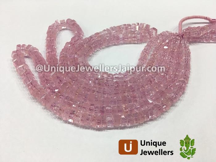 Pink Morganite Step Cut Roundelle Beads 