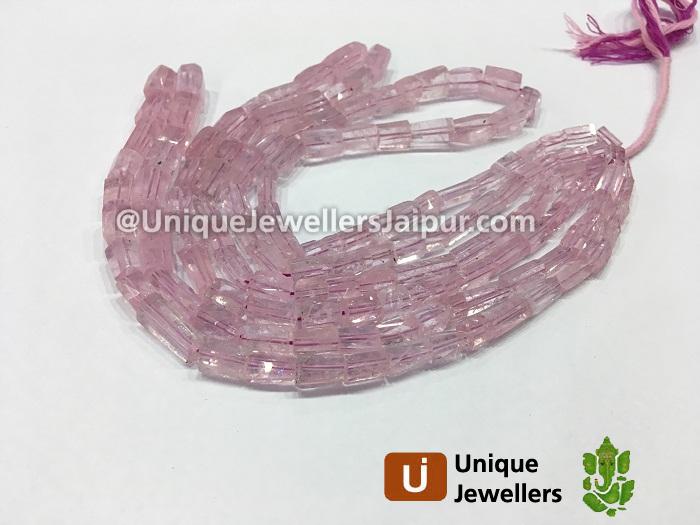 Pink Morganite Step Cut Cylinder Beads