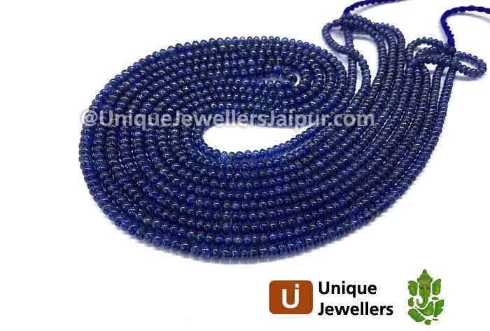 Natural Burmese Blue Sapphire Smooth Roundelle Beads