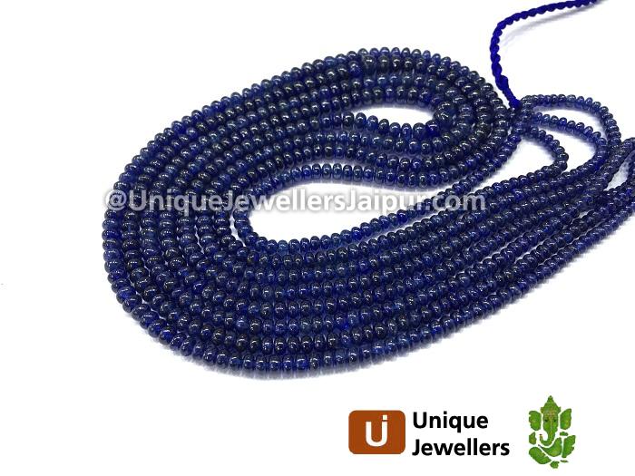 Natural Burmese Blue Sapphire Plain Roundelle Beads