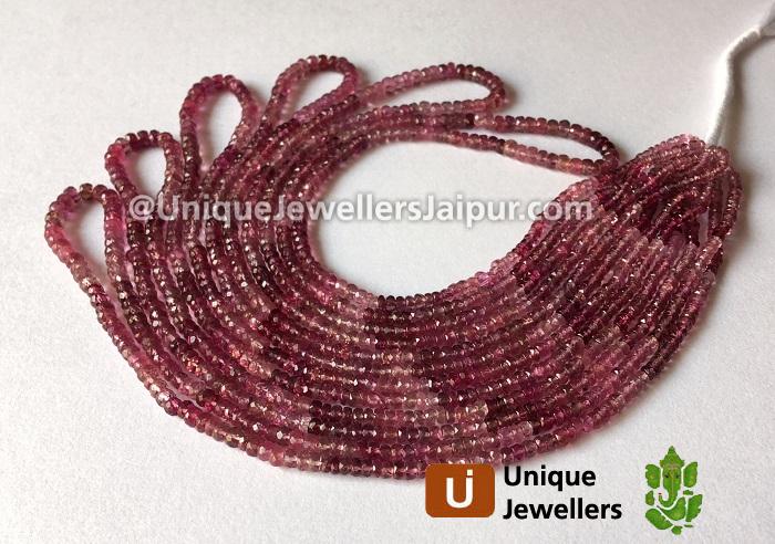 Pink Tourmaline Shaded Faceted Roundelle Beads