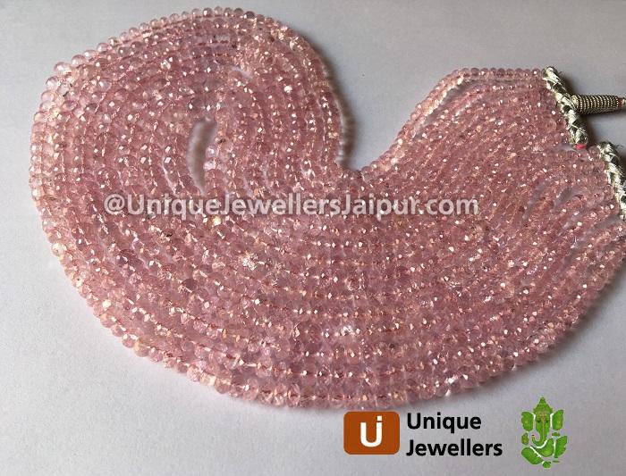 Top Quality Morganite Far Faceted Roundelle Beads