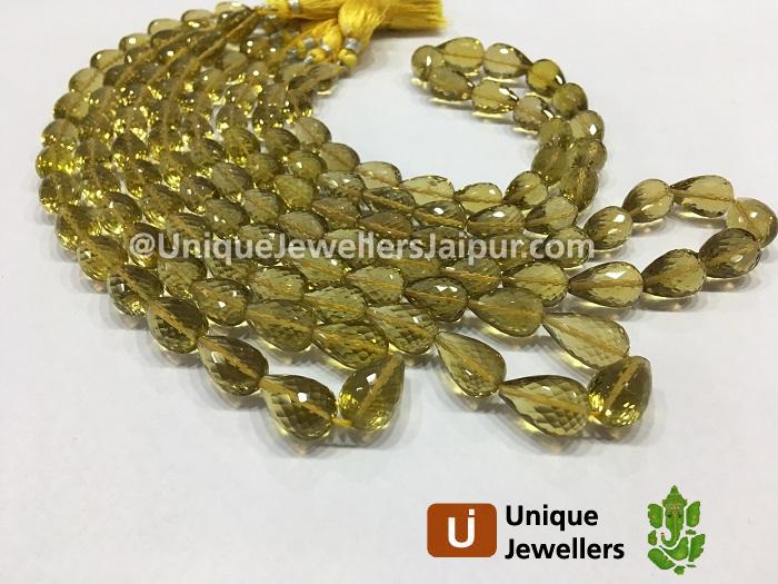 Honey Quartz Far Faceted Drop Beads