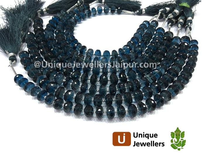 London Blue Topaz Far Faceted Roundelle Beads