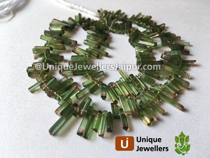 Bi Colour Tourmaline Smooth Stick Beads