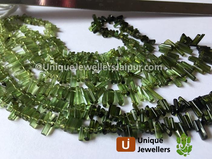 Green Tourmaline Shaded Smooth Stick Beads