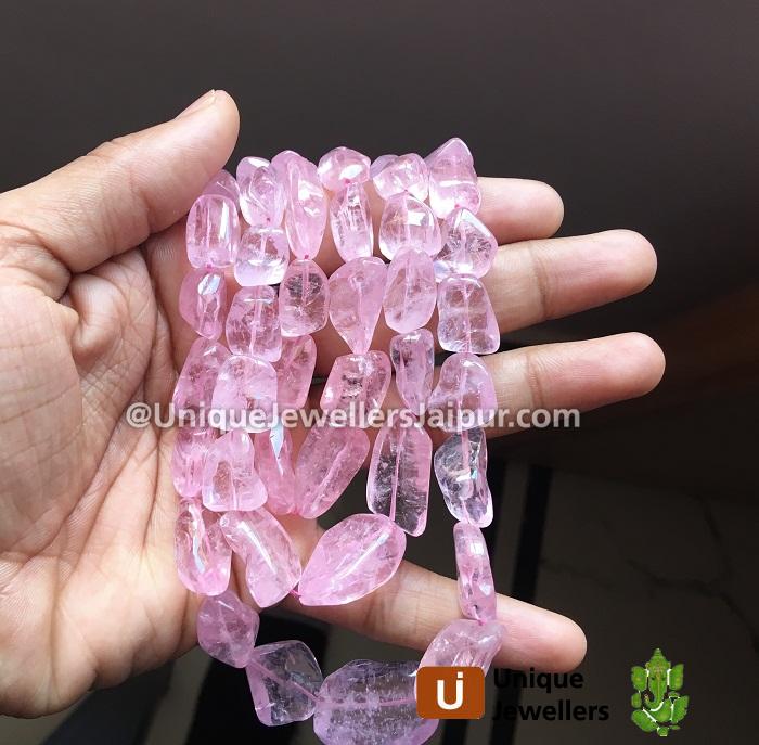 Pink Morganite Far Smooth Nugget Beads