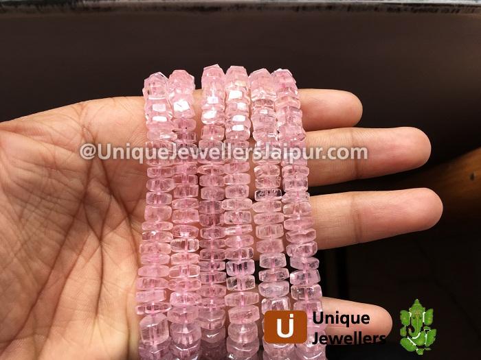 Pink Morganite Step Cut Roundelle Beads