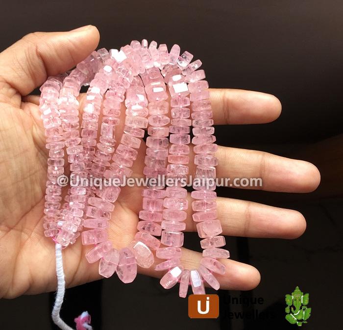 Pink Morganite Step Cut Roundelle Beads