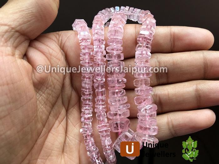 Pink Morganite Step Cut Roundelle Beads