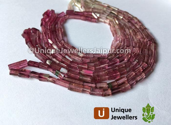 Pink Tourmaline Shaded Smooth Tube Beads