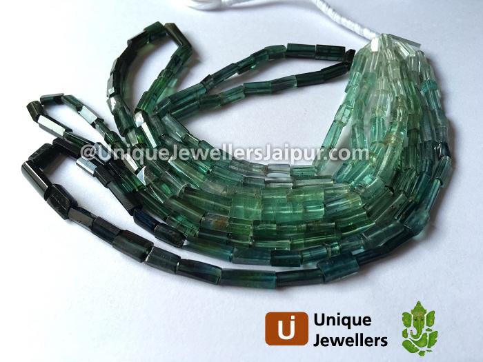 Blue Tourmaline Shaded Smooth Tube Beads