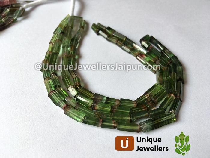 Bi Colour Tourmaline Smooth Tube Beads