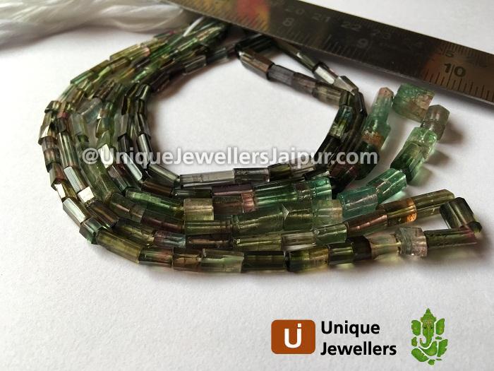 Bi Colour Tourmaline Smooth Tube Beads