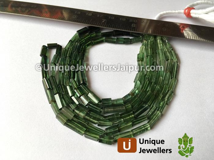 Bluish Green Tourmaline Smooth Tube Beads