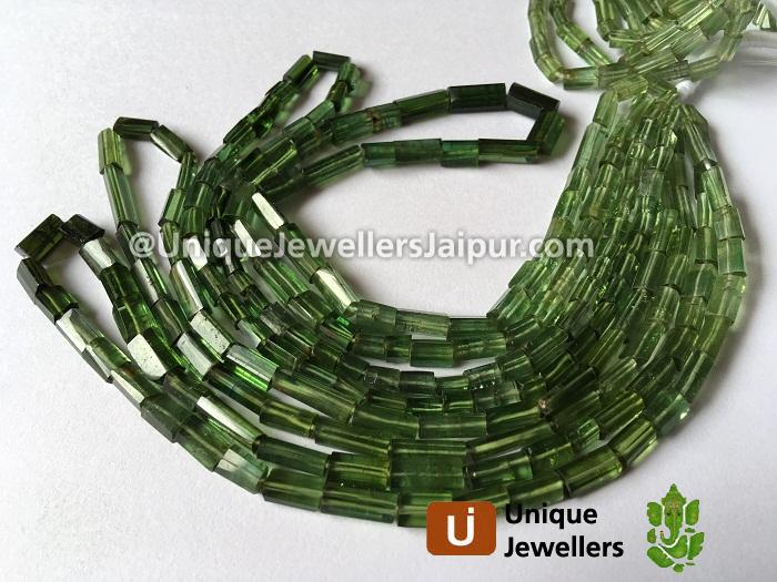 Green Tourmaline Shaded Smooth Tube Beads