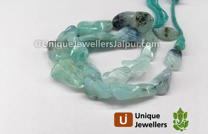 Natural Peruvian Blue Opal Smooth Irregular Nugget Beads